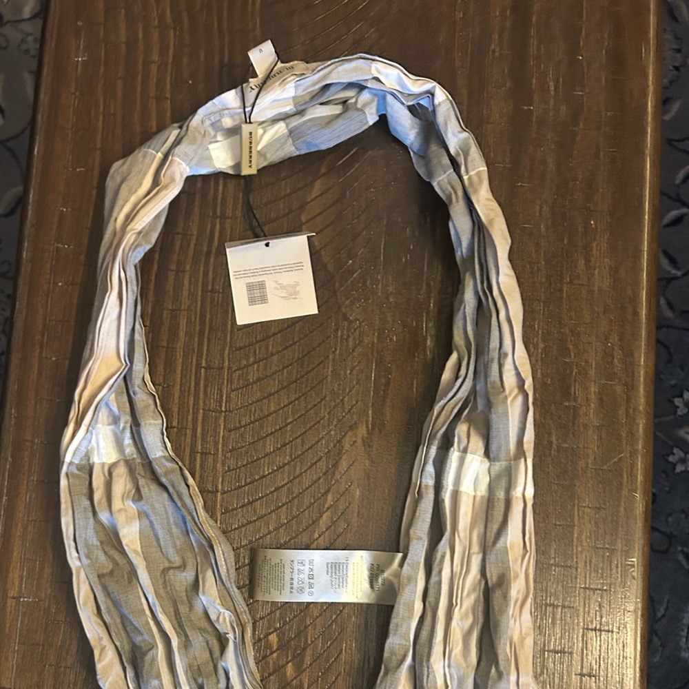 Authentic Burberry Child Striped Gray and White Scarf
